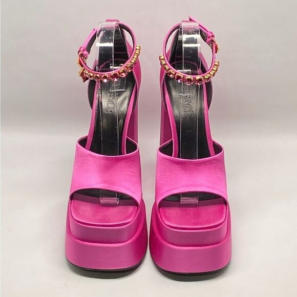 Versace Medusa Crystal Ankle-Strap Platform Sandals size 38 - Picture 3 of 16
